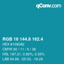 カラーコード: RGB 16 144.8 162.4 | qconv.com