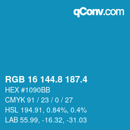 カラーコード: RGB 16 144.8 187.4 | qconv.com