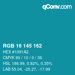 Color code: RGB 16 145 162 | qconv.com