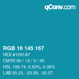Color code: RGB 16 145 167 | qconv.com