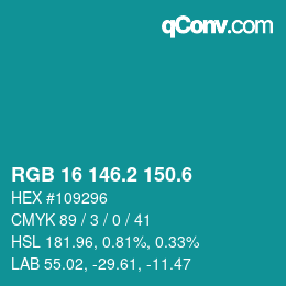 カラーコード: RGB 16 146.2 150.6 | qconv.com
