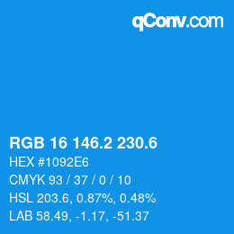 カラーコード: RGB 16 146.2 230.6 | qconv.com