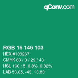 颜色代码: RGB 16 146 103 | qconv.com