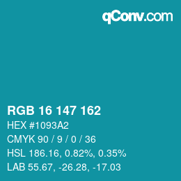 Color code: RGB 16 147 162 | qconv.com