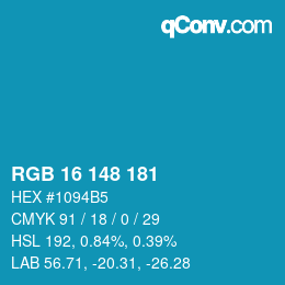 Color code: RGB 16 148 181 | qconv.com