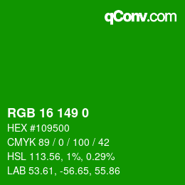 Color code: RGB 16 149 0 | qconv.com