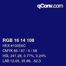 Color code: RGB 16 14 108 | qconv.com
