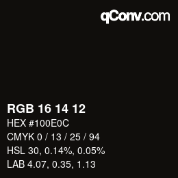 Color code: RGB 16 14 12 | qconv.com