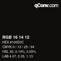 カラーコード: RGB 16 14 12 | qconv.com