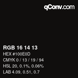 Color code: RGB 16 14 13 | qconv.com