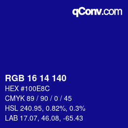 Color code: RGB 16 14 140 | qconv.com