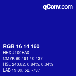Color code: RGB 16 14 160 | qconv.com