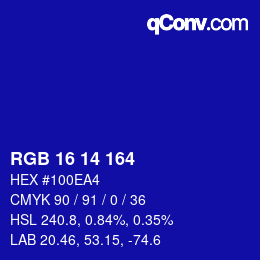 Color code: RGB 16 14 164 | qconv.com