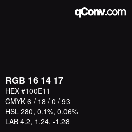 カラーコード: RGB 16 14 17 | qconv.com