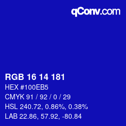 Color code: RGB 16 14 181 | qconv.com