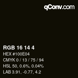 Color code: RGB 16 14 4 | qconv.com