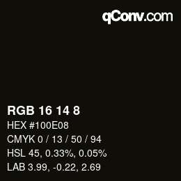 颜色代码: RGB 16 14 8 | qconv.com