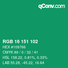 Color code: RGB 16 151 102 | qconv.com