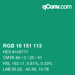 Color code: RGB 16 151 113 | qconv.com