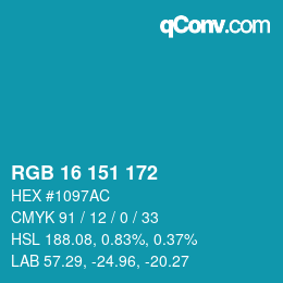 カラーコード: RGB 16 151 172 | qconv.com