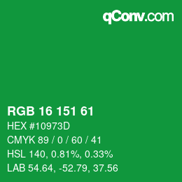 Color code: RGB 16 151 61 | qconv.com