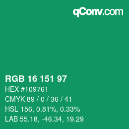 Color code: RGB 16 151 97 | qconv.com