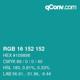 Color code: RGB 16 152 152 | qconv.com