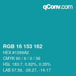 Color code: RGB 16 153 162 | qconv.com