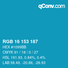 Color code: RGB 16 153 187 | qconv.com