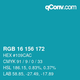 カラーコード: RGB 16 156 172 | qconv.com