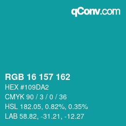 Color code: RGB 16 157 162 | qconv.com