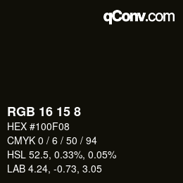 Color code: RGB 16 15 8 | qconv.com