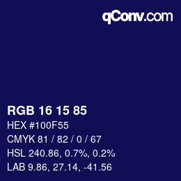 Color code: RGB 16 15 85 | qconv.com