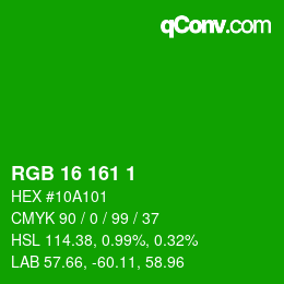Color code: RGB 16 161 1 | qconv.com