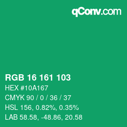 Farbcode: RGB 16 161 103 | qconv.com