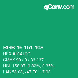 Color code: RGB 16 161 108 | qconv.com