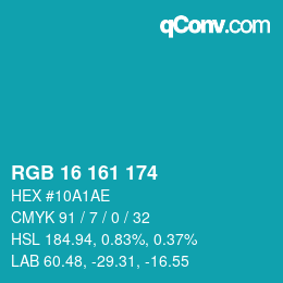 Color code: RGB 16 161 174 | qconv.com