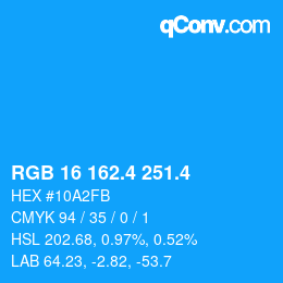カラーコード: RGB 16 162.4 251.4 | qconv.com