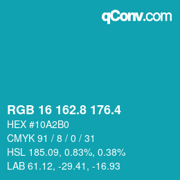 カラーコード: RGB 16 162.8 176.4 | qconv.com