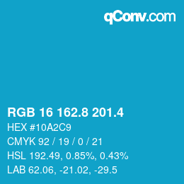カラーコード: RGB 16 162.8 201.4 | qconv.com