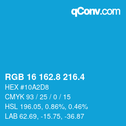 カラーコード: RGB 16 162.8 216.4 | qconv.com