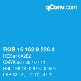 カラーコード: RGB 16 162.8 226.4 | qconv.com