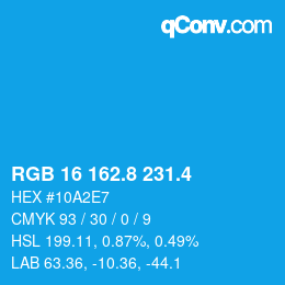 カラーコード: RGB 16 162.8 231.4 | qconv.com