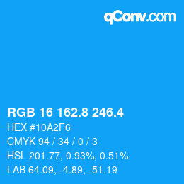 カラーコード: RGB 16 162.8 246.4 | qconv.com