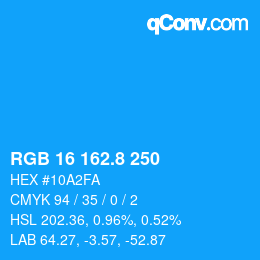 カラーコード: RGB 16 162.8 250 | qconv.com