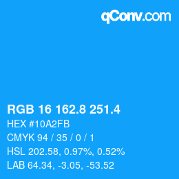 カラーコード: RGB 16 162.8 251.4 | qconv.com
