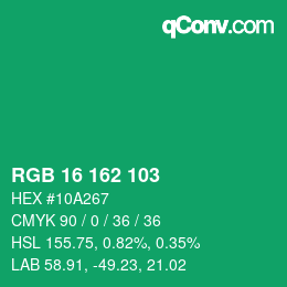 カラーコード: RGB 16 162 103 | qconv.com