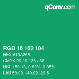 Color code: RGB 16 162 104 | qconv.com