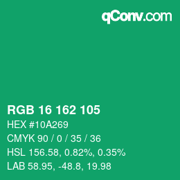 カラーコード: RGB 16 162 105 | qconv.com