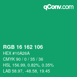 Color code: RGB 16 162 106 | qconv.com